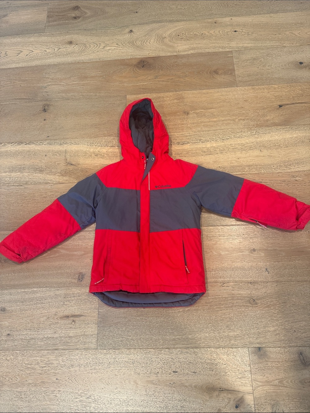 Columbia Red and Gray Kids Hooded Jacket